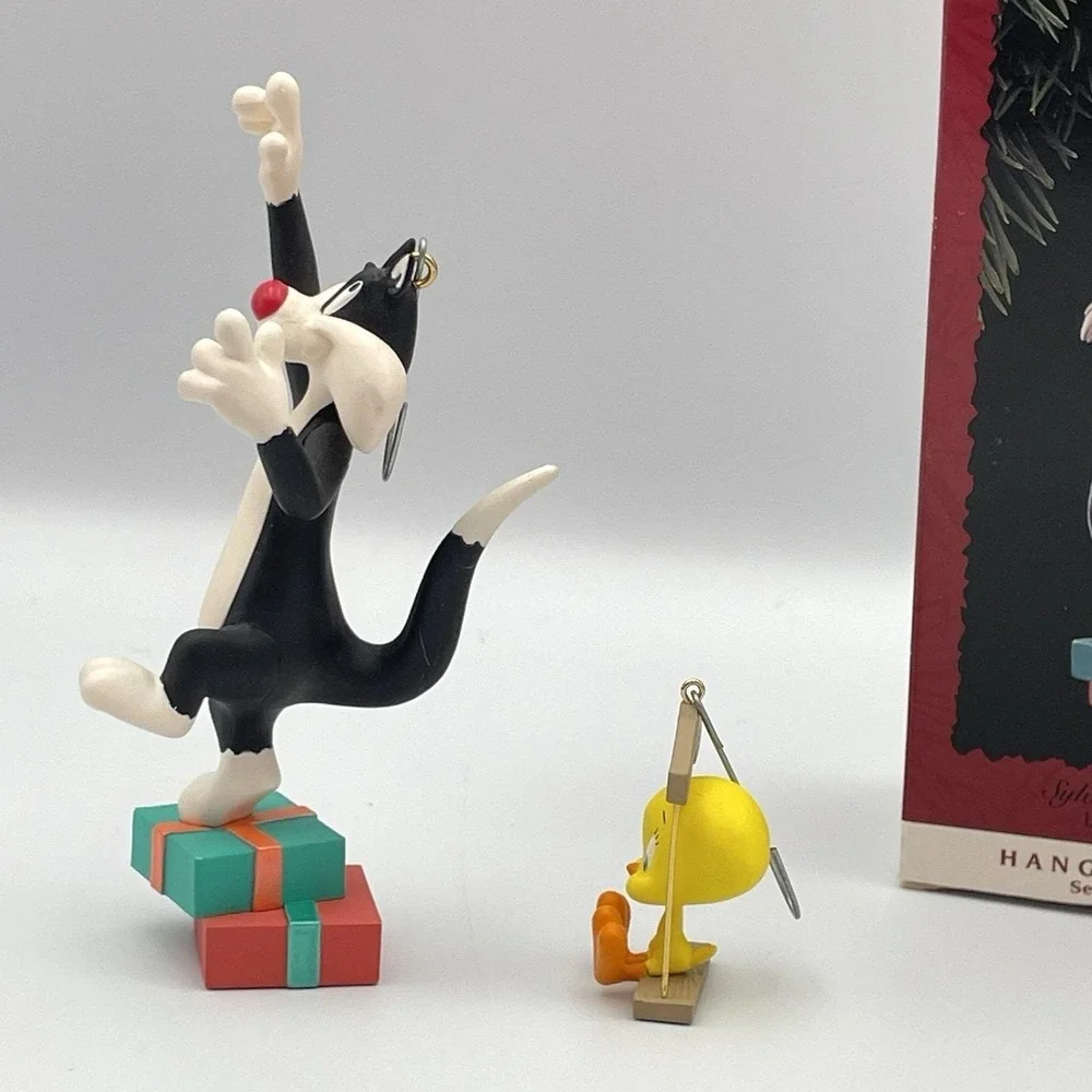 Vtg. 1995 Hallmark Looney‎ Tunes Hang Together Ornament Sylvester & Tweety 2 Pc